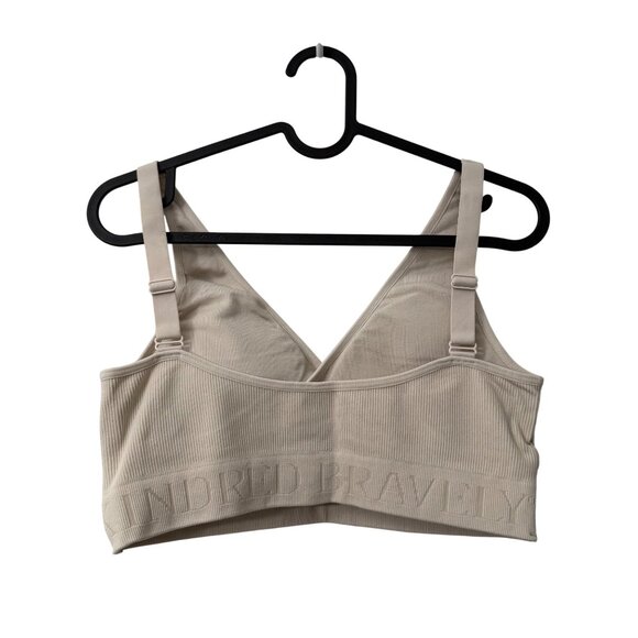 Kindred Bravely Beige Ribbed Crossover Bralette Bra Womens Size Large - Picture 2 of 3